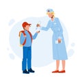 School Doctor Measuring Pupil Temperature Vector Illustration Royalty Free Stock Photo