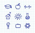 School doodle drawings and icons Royalty Free Stock Photo