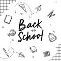 School Doodles on Notebook Hand-Drawn Icons Royalty Free Stock Photo