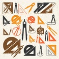 School drawing tools icons Royalty Free Stock Photo