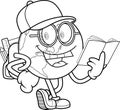 School Earth Globe Cartoon Character With Backpack Reading Book Royalty Free Stock Photo