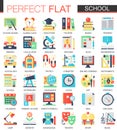 School edication vector complex flat icon concept symbols for web infographic design.