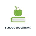 school education . back to school icon. books with apple concept