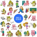 School and education carton characters set