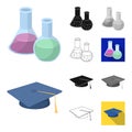 School and education cartoon,black,flat,monochrome,outline icons in set collection for design.College, equipment and Royalty Free Stock Photo