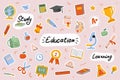 School and education cute stickers template set. Scrapbooking elements