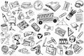 School and education doodles hand drawn sketch with symbols and objects Royalty Free Stock Photo