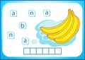 School education. English flashcard for learning English. We write the names of vegetables and fruits. Words is a puzzle game for