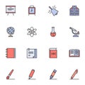 School and education filled outline icons set Royalty Free Stock Photo