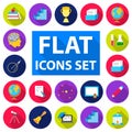 School and education flat icons in set collection for design.College, equipment and accessories vector symbol stock web Royalty Free Stock Photo