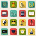 School and education flat icons. Vector set. Royalty Free Stock Photo