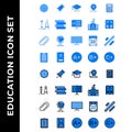 School education icon set include clock,attachment,graduate,bell,calculator,compass,book,presentation,school,locker,earth,computer Royalty Free Stock Photo