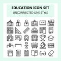 School and Education icon set, New style in NBA or Unconnected Outline style,