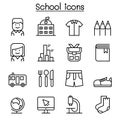 School & Education icon set in thin line style Royalty Free Stock Photo