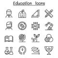 School & Education icon set in thin line style Royalty Free Stock Photo