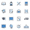 School and Education Icons Set 1 - Blue Series Royalty Free Stock Photo