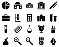 School and Education Icons set. calligraphy, ink pen Royalty Free Stock Photo