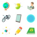 School education icons set, cartoon style Royalty Free Stock Photo