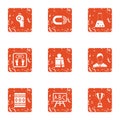 School education icons set, grunge style Royalty Free Stock Photo