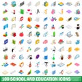 100 school and education icons set Royalty Free Stock Photo