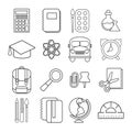 School education icons set, outline style Royalty Free Stock Photo