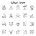 School & Education icons set in thin line style Royalty Free Stock Photo