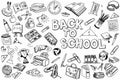 School and education illustration doodles hand drawn sketch with symbols and objects Royalty Free Stock Photo