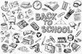 School and education illustration doodles hand drawn sketch with symbols and objects Royalty Free Stock Photo