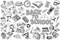 School and education illustration doodles hand drawn sketch with symbols and objects Royalty Free Stock Photo