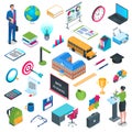 School and education isometric icon set Royalty Free Stock Photo