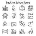 School, education, learning, back to school icon set in thin line style Royalty Free Stock Photo