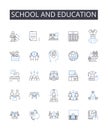 School and education line icons collection. Institution, Academy, Learning, Pedagogy, Instruction, Curriculum, Scholarly