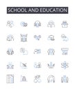 School and education line icons collection. Institution, Academy, Learning, Pedagogy, Instruction, Curriculum, Scholarly