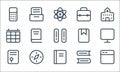 school education line icons. linear set. quality vector line set such as application, book, graduation, books, compass, calendar,