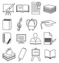 School Education line icons set Royalty Free Stock Photo