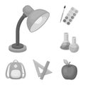 School and education monochrome icons in set collection for design.College, equipment and accessories vector symbol Royalty Free Stock Photo