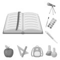 School and education monochrome icons in set collection for design.College, equipment and accessories vector symbol Royalty Free Stock Photo