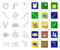 School and education outline,flat icons in set collection for design.College, equipment and accessories vector symbol Royalty Free Stock Photo