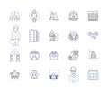 School and education outline icons collection. School, Education, Learn, Teach, Studying, Teachers, Student vector and