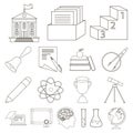 School and education outline icons in set collection for design.College, equipment and accessories vector symbol stock Royalty Free Stock Photo