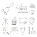 School and education outline icons in set collection for design.College, equipment and accessories vector symbol stock Royalty Free Stock Photo