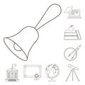 School and education outline icons in set collection for design.College, equipment and accessories vector symbol stock Royalty Free Stock Photo