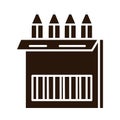 School education pencils color in box supply silhouette style icon