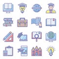 School Education Flat Icons Pack