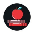 School education supply apple on books block and flat style icon