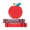 School education supply apple on books flat style icon