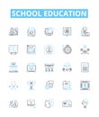 School education vector line icons set. School, Education, Learning, Knowledge, Classroom, Students, Teacher Royalty Free Stock Photo