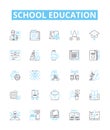 School education vector line icons set. School, Education, Learning, Knowledge, Classroom, Students, Teacher