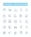 School education vector line icons set. School, Education, Learning, Knowledge, Classroom, Students, Teacher Royalty Free Stock Photo