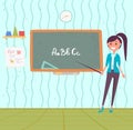 Teacher Teaching ABC, Blackboard in Classroom Royalty Free Stock Photo